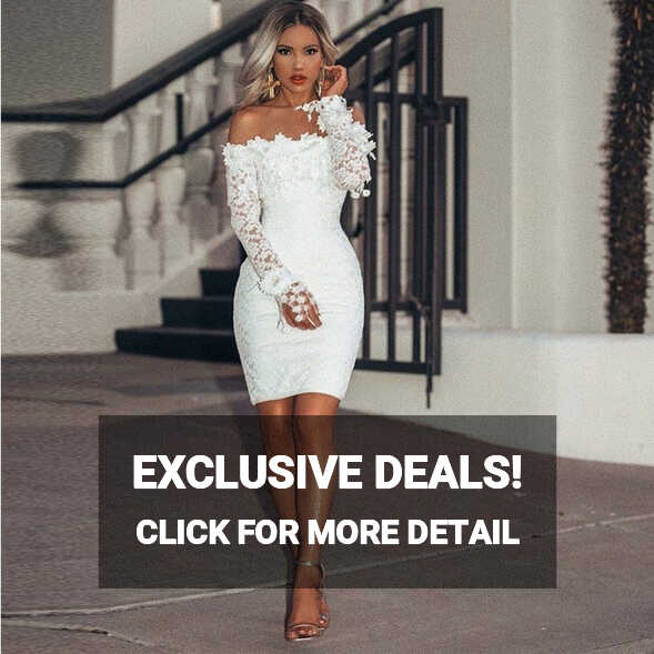 Off the Shoulder Long Sleeves White Cocktail Dresses Knee Length Short