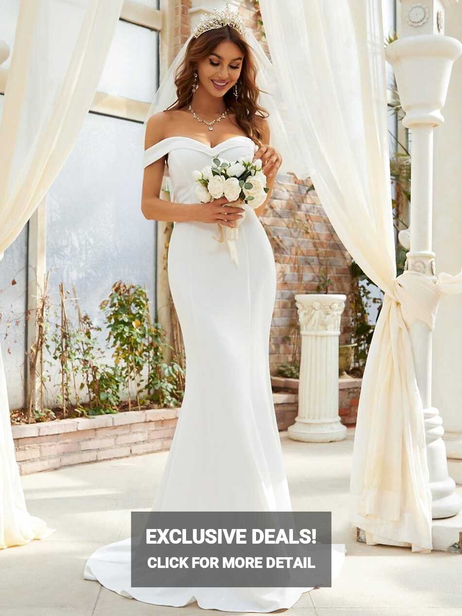 Off the Shoulder Mermaid Corset Outdoor Wedding Dress - Ever-Pretty US