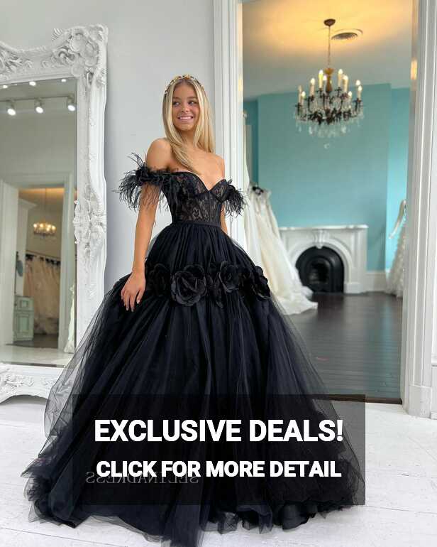 Off-the-shoulder Ball Gown Prom Dress Elegant Black Pagaent Dress ...