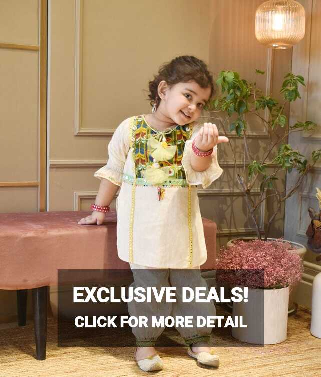 Off white Self Kurti and Salwar for Girls – FayonKids