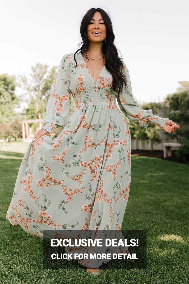 Olivia Maxi Dress | Sage + Peach Floral | Baltic Born