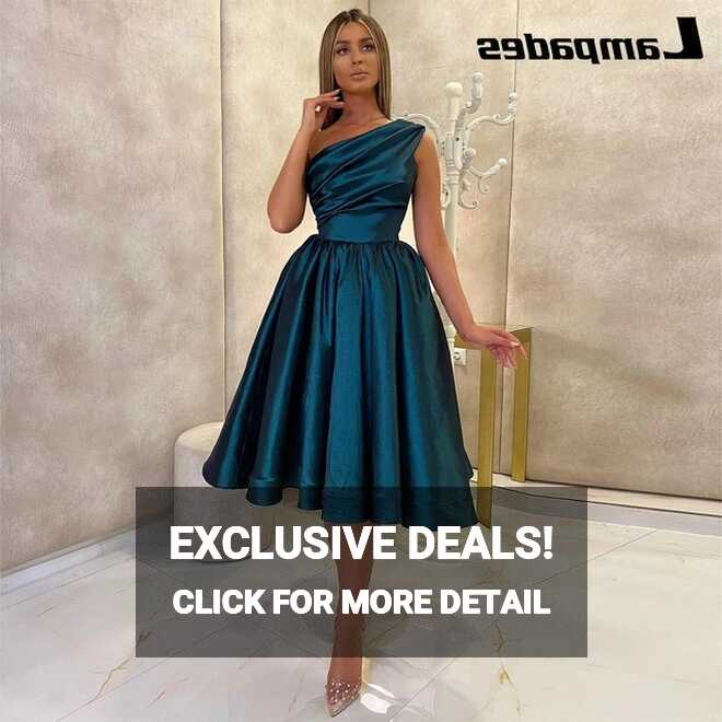 One Shoulder Green Taffeta Cocktail Dress Knee Length Sexy Simple ...