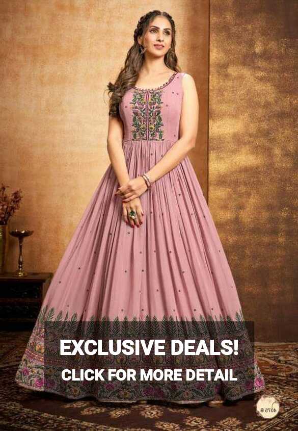 Onion Pink Color Party Wear Designer Gown :: ANOKHI FASHION