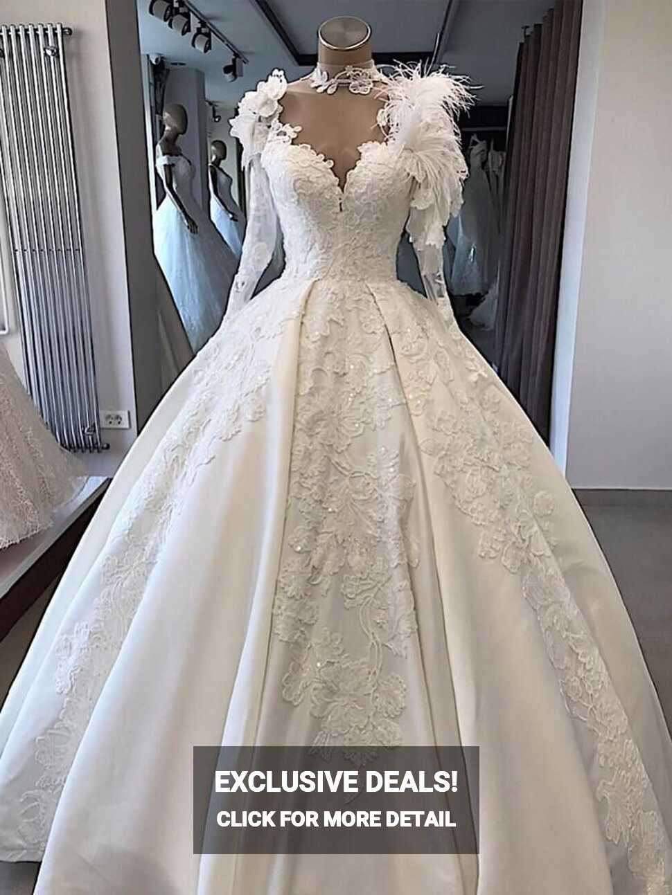 Only bridals Vintage Satin Ball Gown Wedding Dress Long Sleeve ...