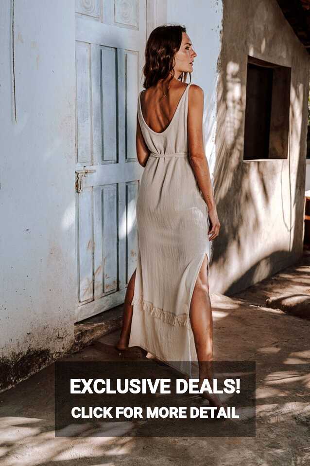 Open Back Straight Dress/off White Tank Dress/boho Maxi Dress ...