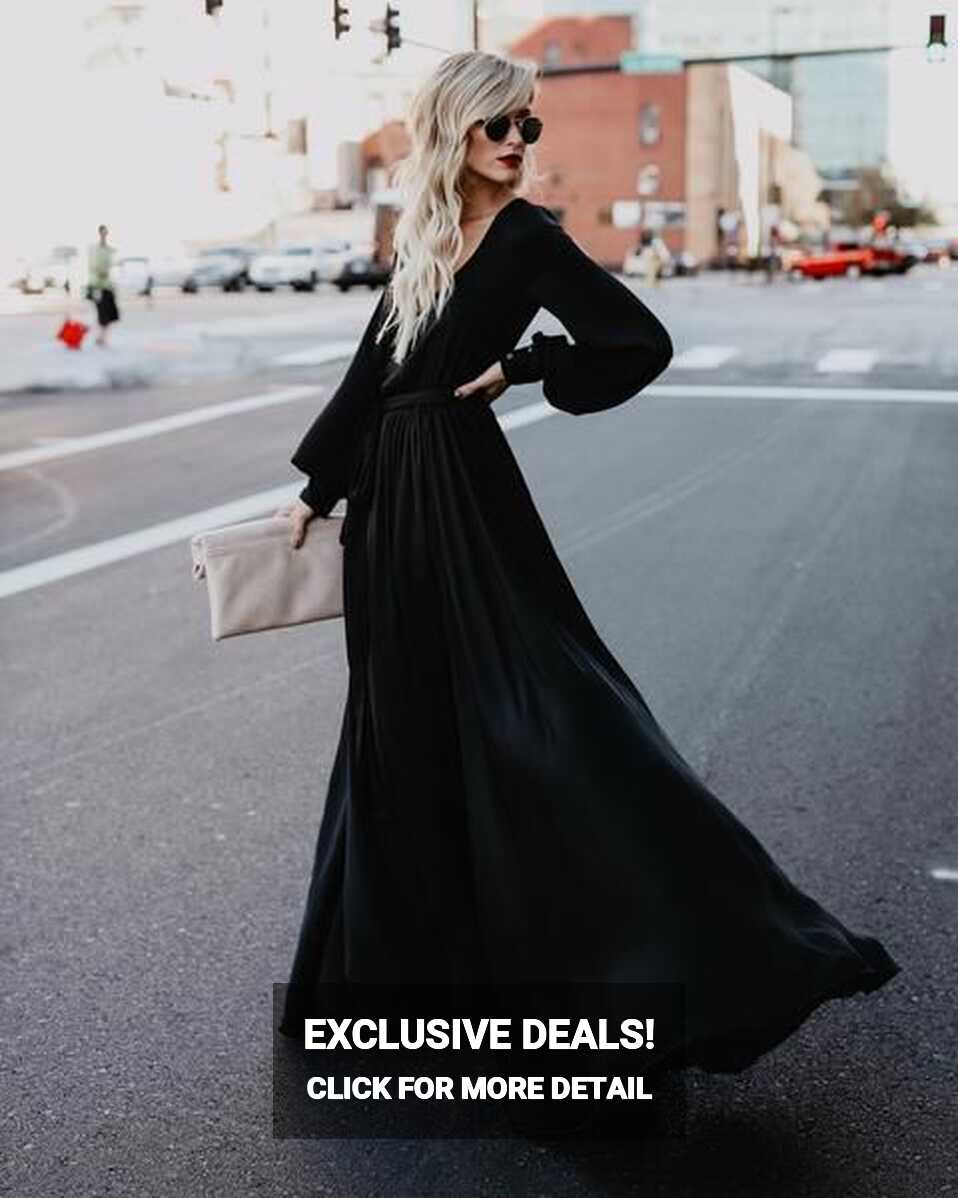 Opulent Long Sleeve Diana Maxi Dress - Black | Long sleeve black ...