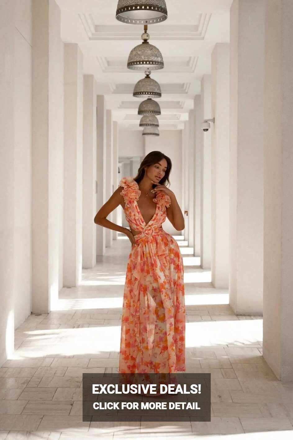 Orange Fuchsia Floral Maxi Dress - Anne Louise Boutique – Anne ...