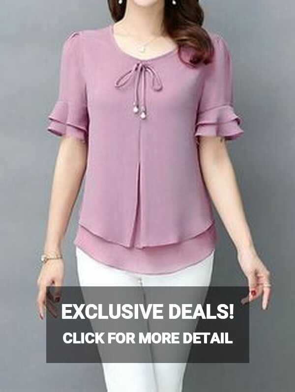 Outstanding And Stylish Office wear Plain Chiffon Tops/Shirts ...