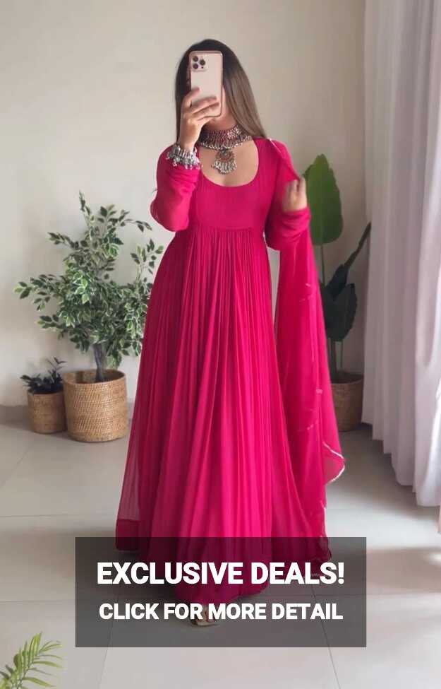 Outstanding Plain Dark Pink Color Gown – vastracloth