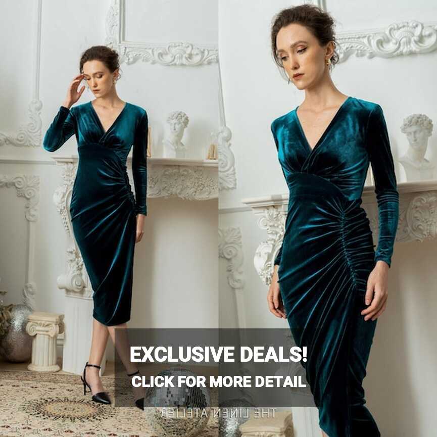 PAULINA Velvet Cocktail Dress Reception Dress for Bride Mother of ...