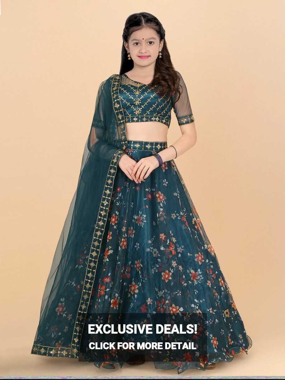 PILUDI Girls Lehenga Choli Ethnic Wear Embellished Lehenga, Choli ...