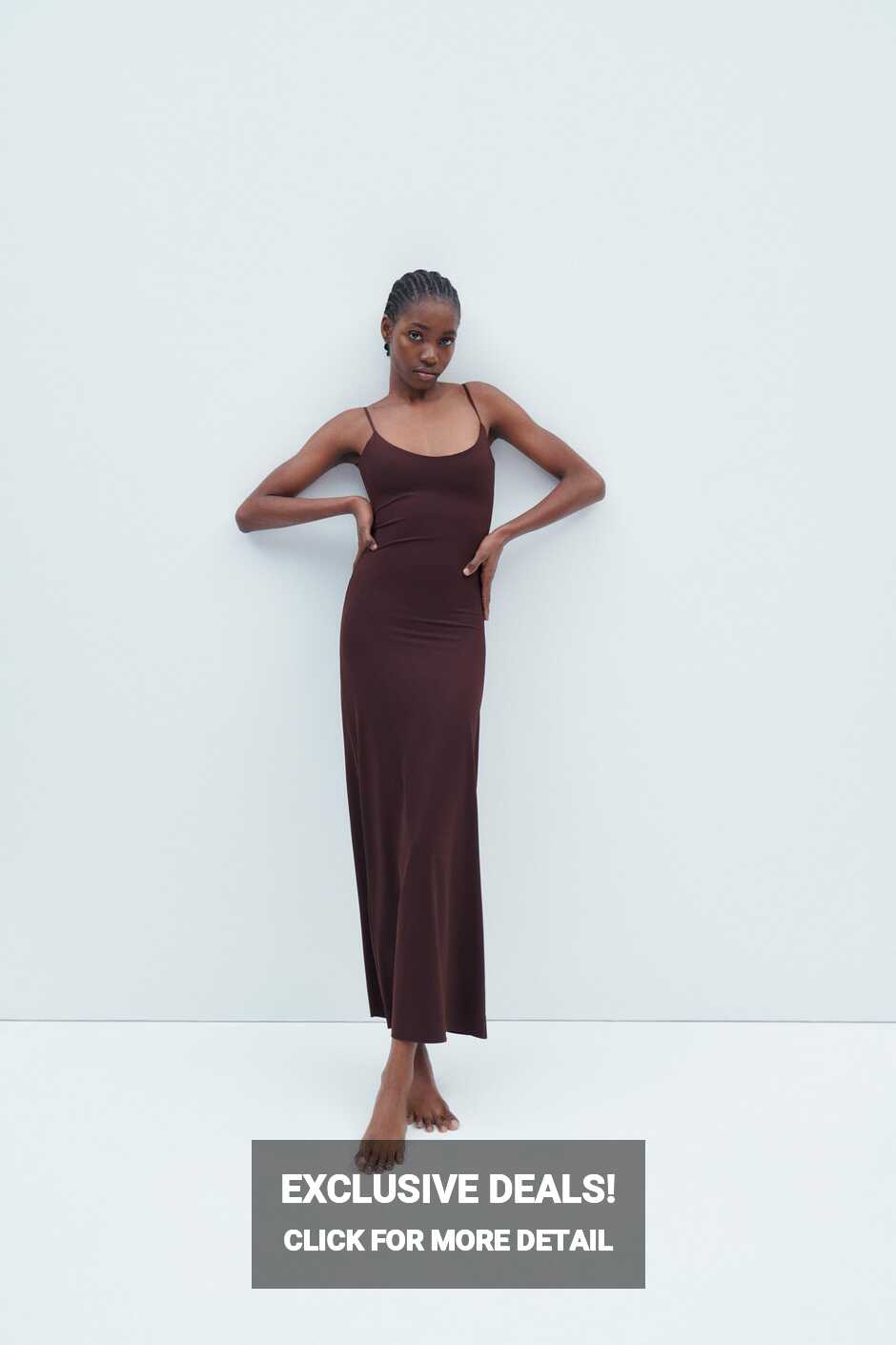 POLYAMIDE STRETCH BODYCON MIDI DRESS - Chocolate | ZARA Turkey