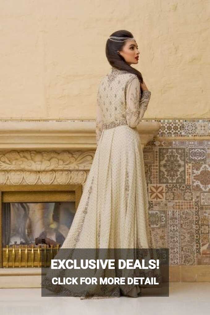 Pakistani Bridal Maxi in White Off White Color – Nameera by Farooq