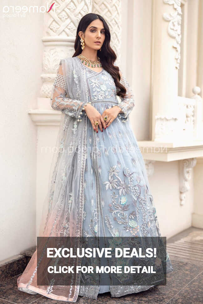 Pakistani Grey Floral Maxi Dress for Party 2021 Online – Nameera ...