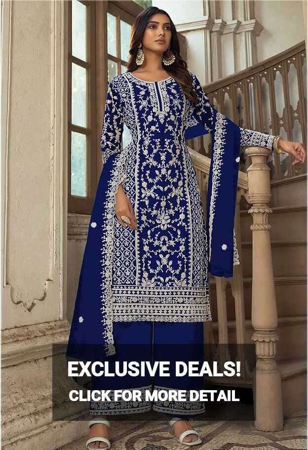 Pakistani Indian Wedding Guest Wear Stitched Straight Shalwar ...