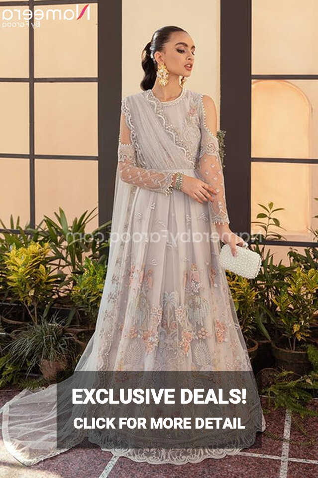 Pakistani Maxi Dress by Designer in Grey Shade Online 2021 ...