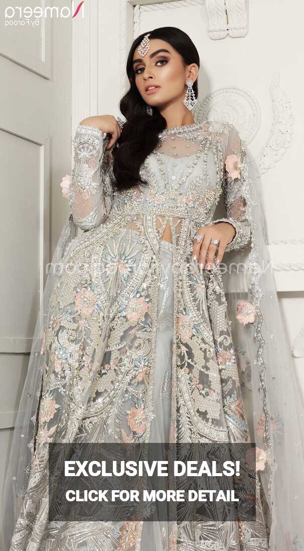 Pakistani Maxi Dress for Wedding with Embroidery #BR124 - LARGE