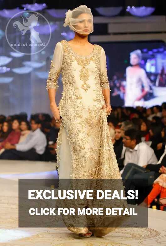 Pakistani Walima Maxi Dress - Off White Double Layer Maxi