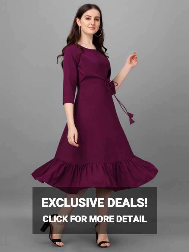 Parnavi Soft American Crepe Purple Western Dress