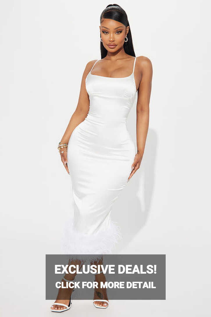 Party Night Feather Midi Dress - White | Fashion Nova, Dresses ...