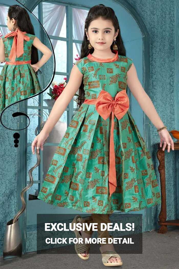 Party Wear Designer Cyan Girls Salwar Kameez In Brocade