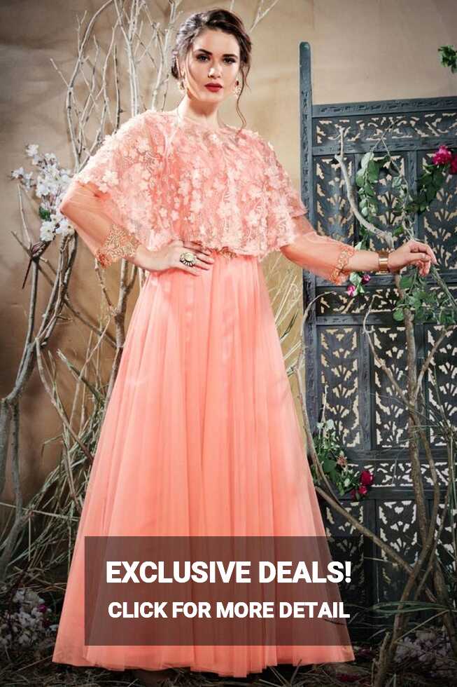 Party Wear Fancy Net Designer Gown In Pink Color