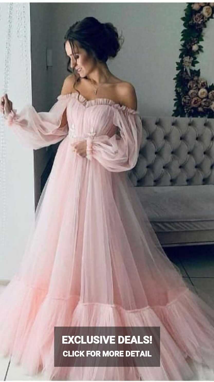 Party Wear Full Sleeves Net Evening Gown of Pink Color, Size: Free ...