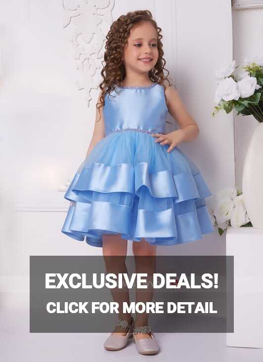 Party Wear Light Blue Girls Short Frock