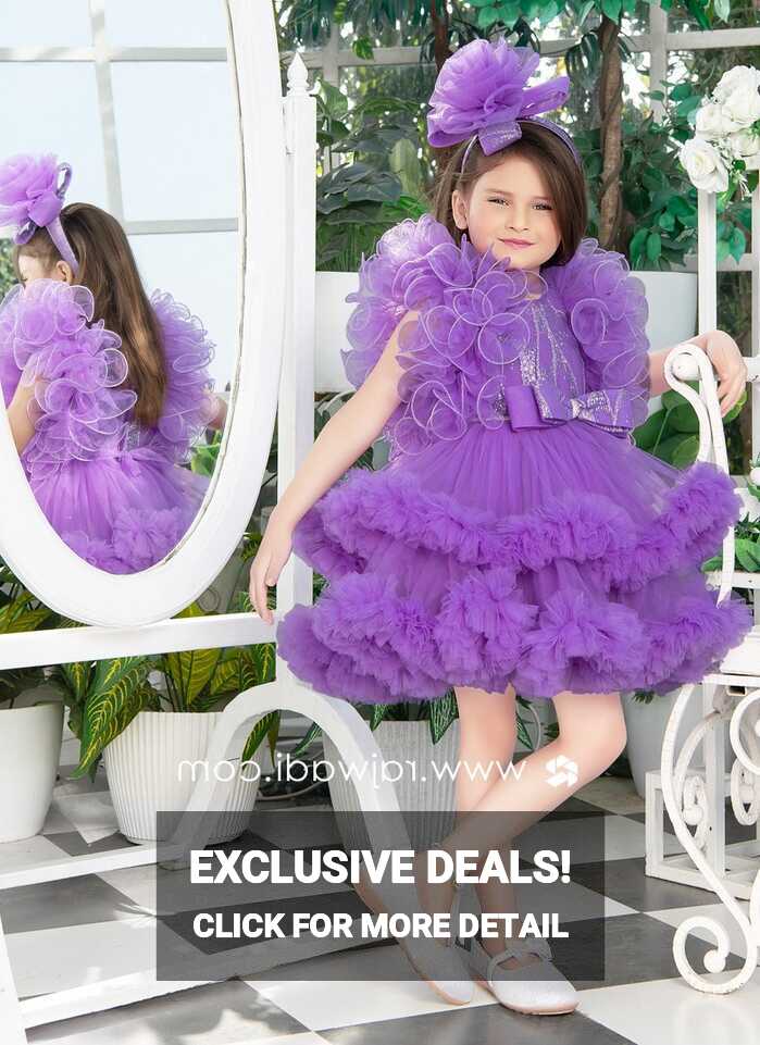 Party Wear Net Purple Layered Short Frock