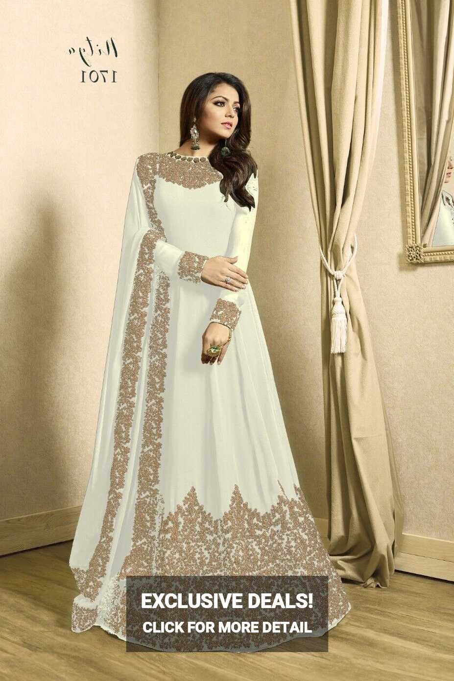 Party Wear Wedding Suit Heavy Salwar White Pakistani Indian ...