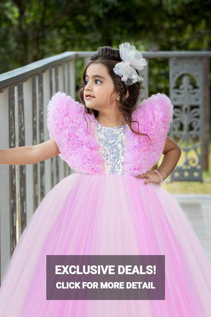 Pastel Pink Cinderella gown with Sequence work | Lagorii Kids