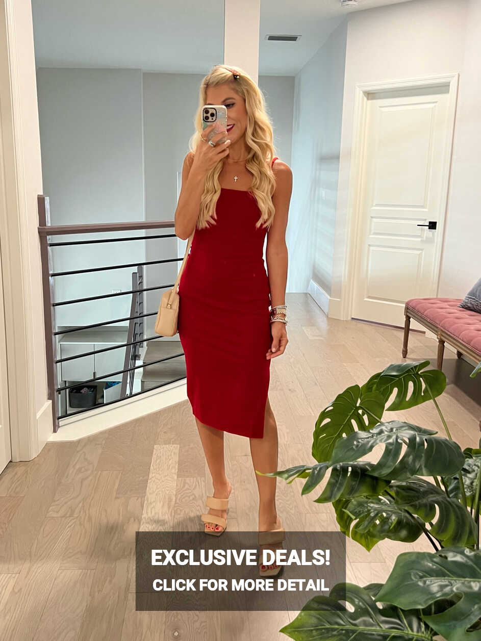 Paulina Red Bodycon Midi Dress curated on LTK