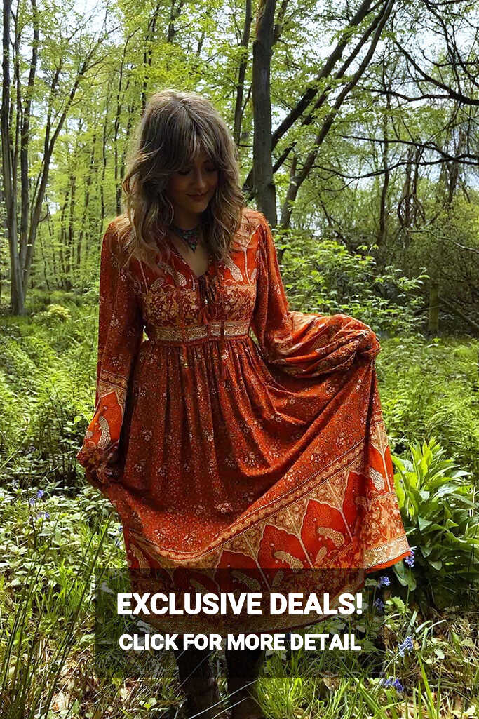 Peacock Primrose Boho 70s Smock Dress Burnt Orange | All About ...