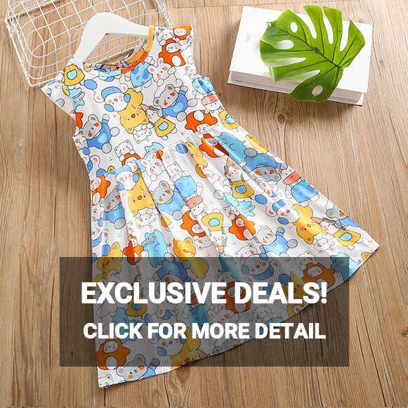 Penkiiy Summer Toddler Baby Girls Sleeveless Dress Graphic Print ...