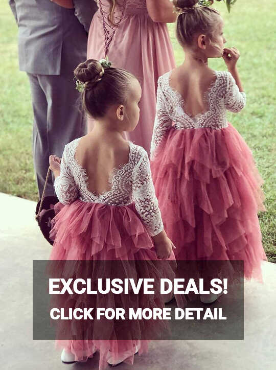 Peony Lace Flower Girl Dress in Dusty Pink (tiered) – 2BUNNIES