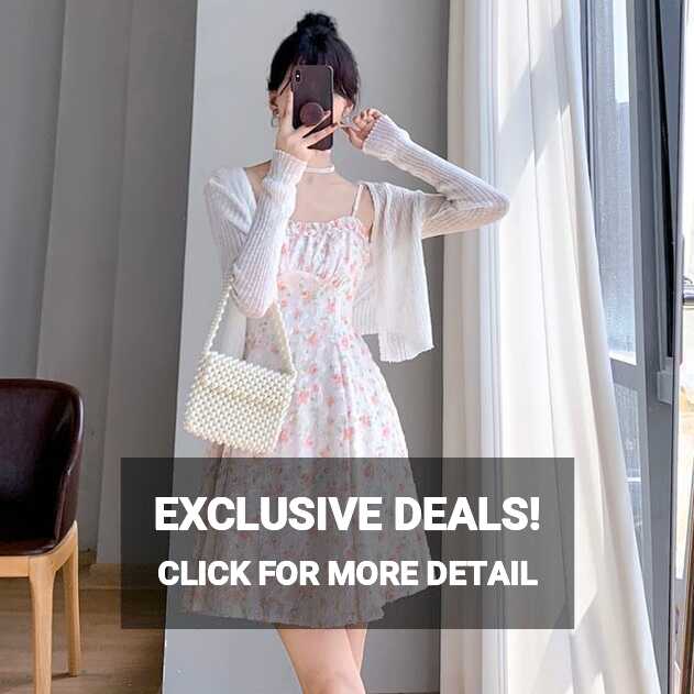 Petit Lace - Cardigan / Sleeveless Floral A-Line Dress / Set ...