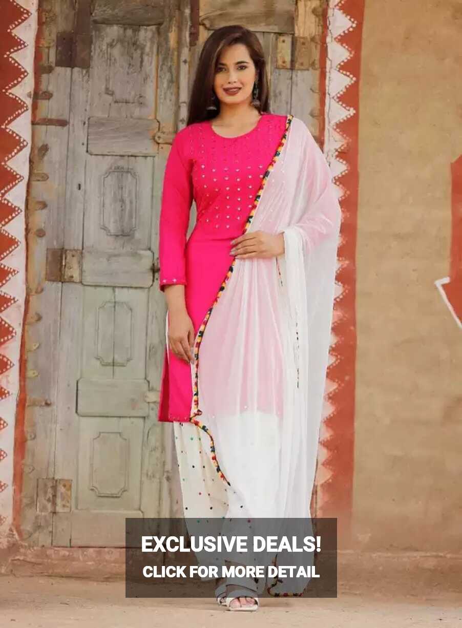 Pink &amp; White Indian Bollywood Punjabi Kurti Patiala Suit Salwar ...