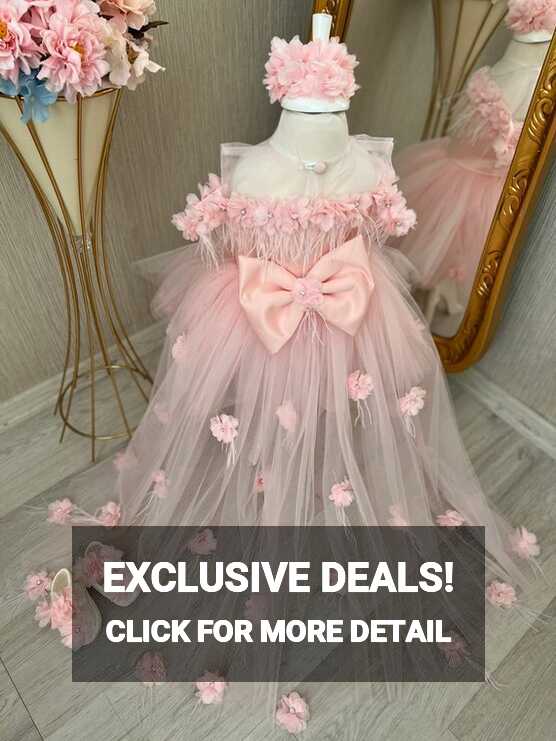 Pink Baby Girl Tulle Dress, Baby Flower Girl Dress, Pink Wedding ...