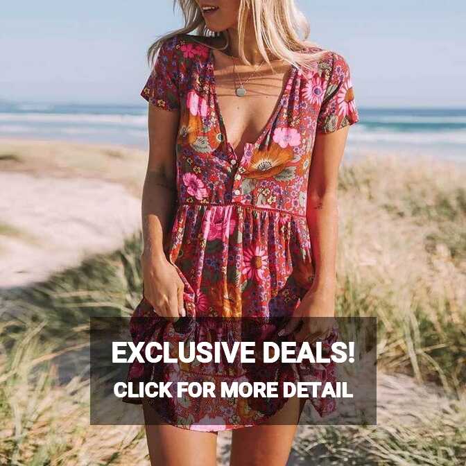 Pink Boho Floral Print Mini Dress – Boho Beach Hut