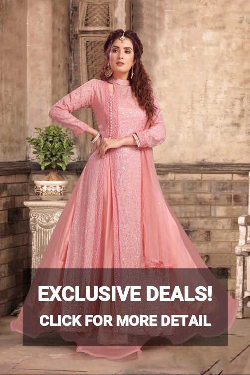 Pink Color Party wear Gown with Dupatta :: MY SHOPPY LADIES WEAR