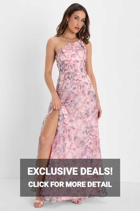 Pink Floral Dress - Floral Organza Dress - One-Shoulder Dress - Lulus