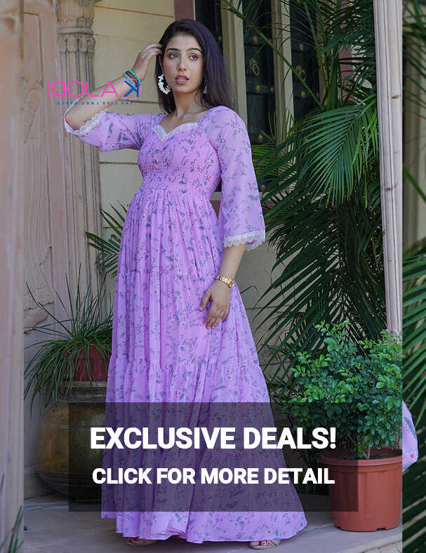 Pink Floral Georgette Long Dress – Kajodi