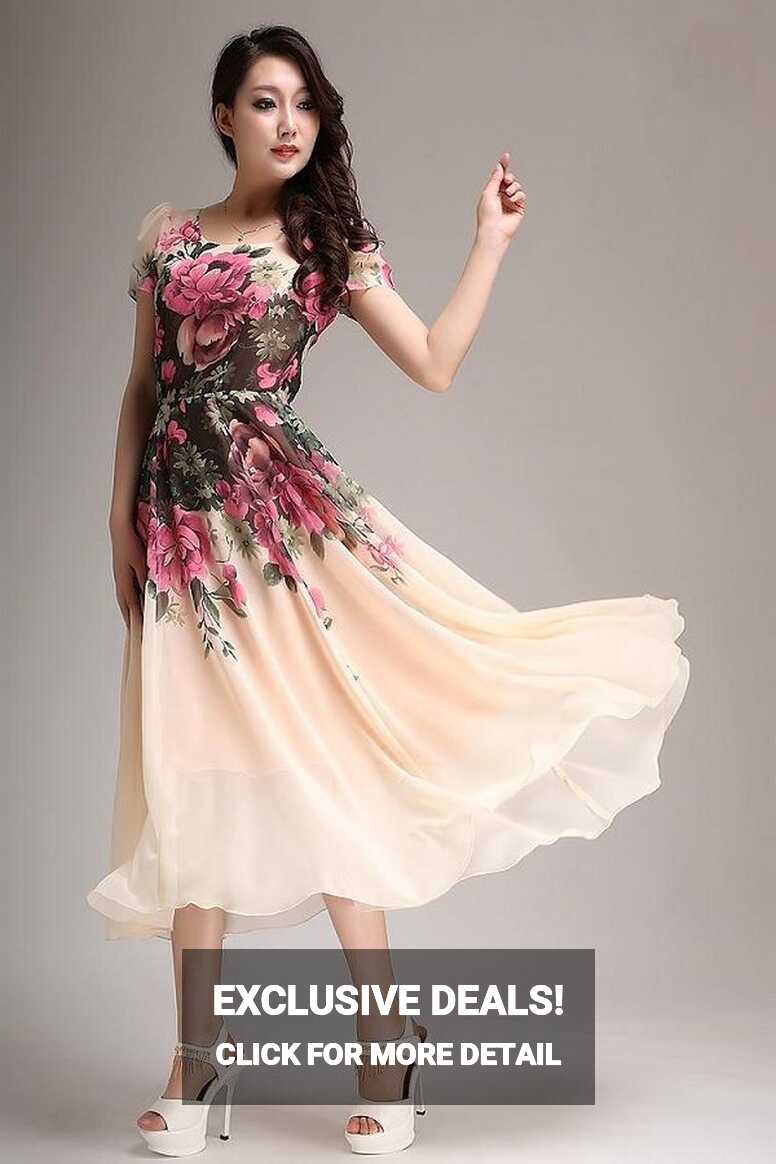 Pink Floral Knee Length Dress 2024 | www.sanvicentebenavente.es