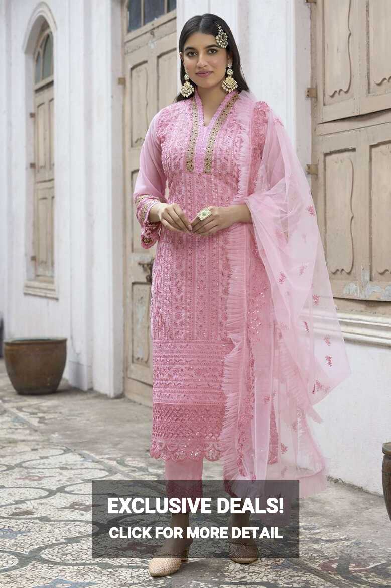 Pink Georgette Embroidered Eid Salwar Kameez with Dupatta - SK152836