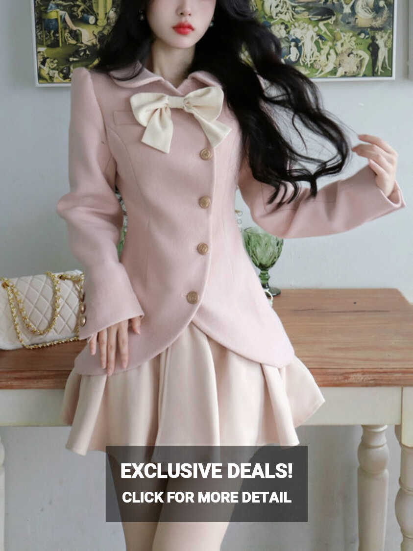 Pink Kawaii Elegant Party Mini Dress Women Long Sleeve Korean ...