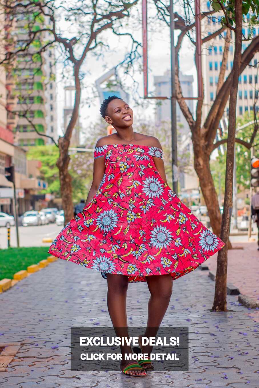 Pink Kitenge Dress with Floral Art - best african designs ...