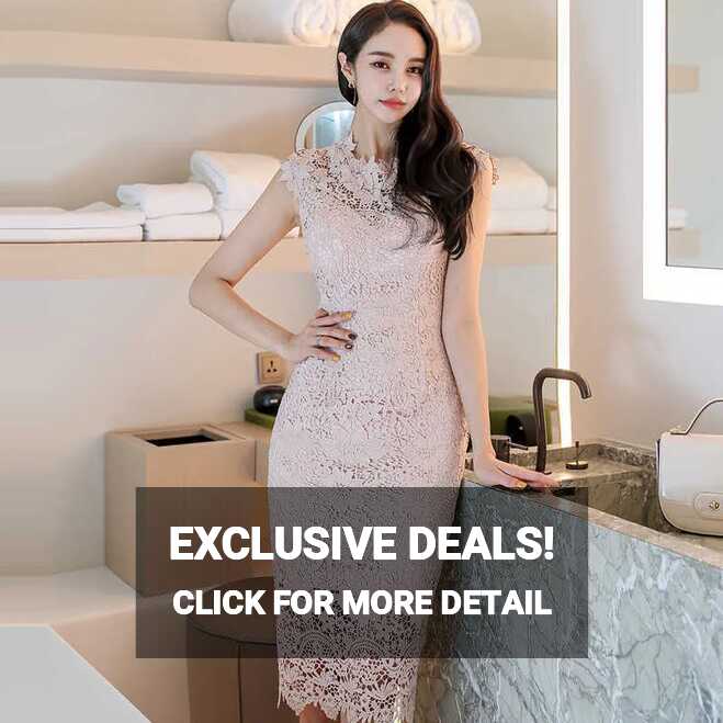 Pink Lace Tight Blush Dress Korean Ladies Summer Short Sleeve ...