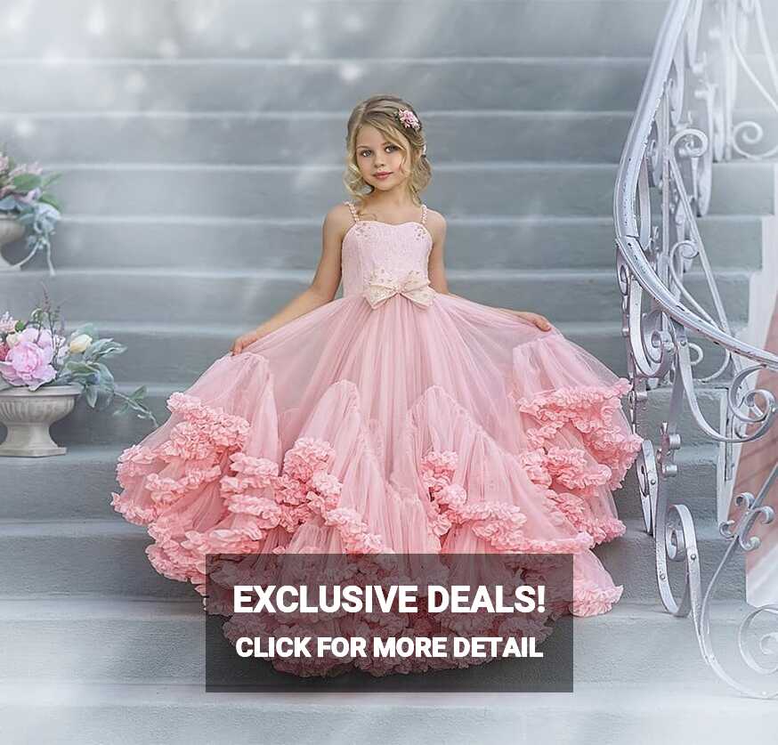 Pink Princess Ball Gowns Wedding Ruffle Dresses for Girls Party ...