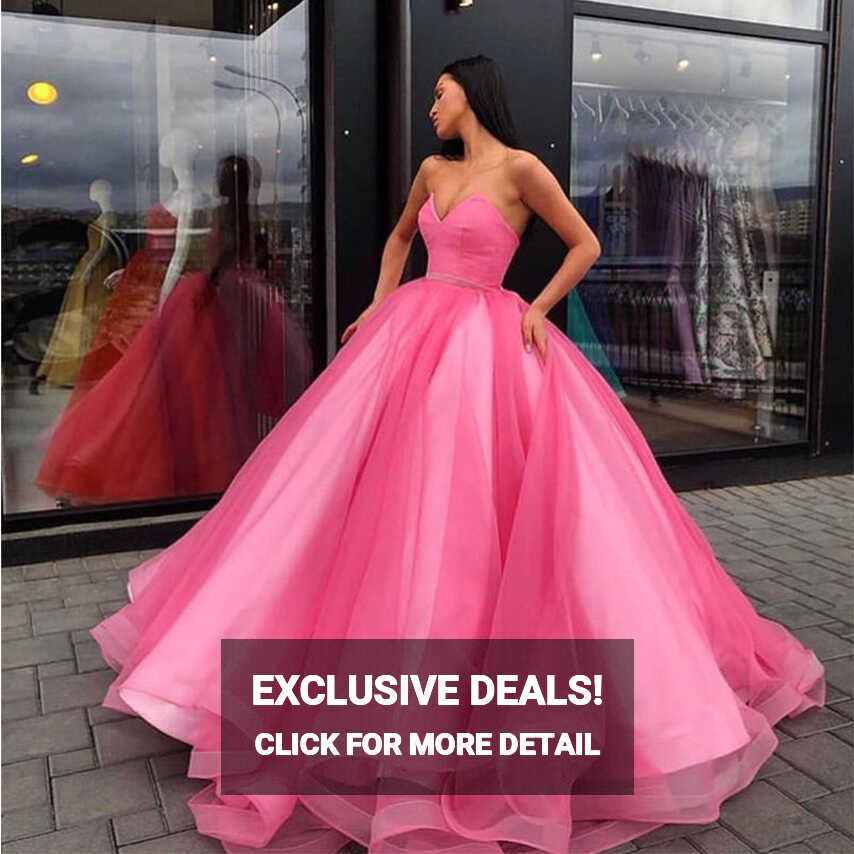 Pink Princess Puffy Ball Gown Prom Dresses – TANYA BRIDAL