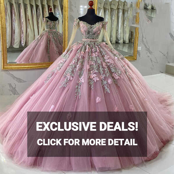 Pink Quinceanera Dresses Long Sleeves Sweet 15 16 Birthday Prom ...